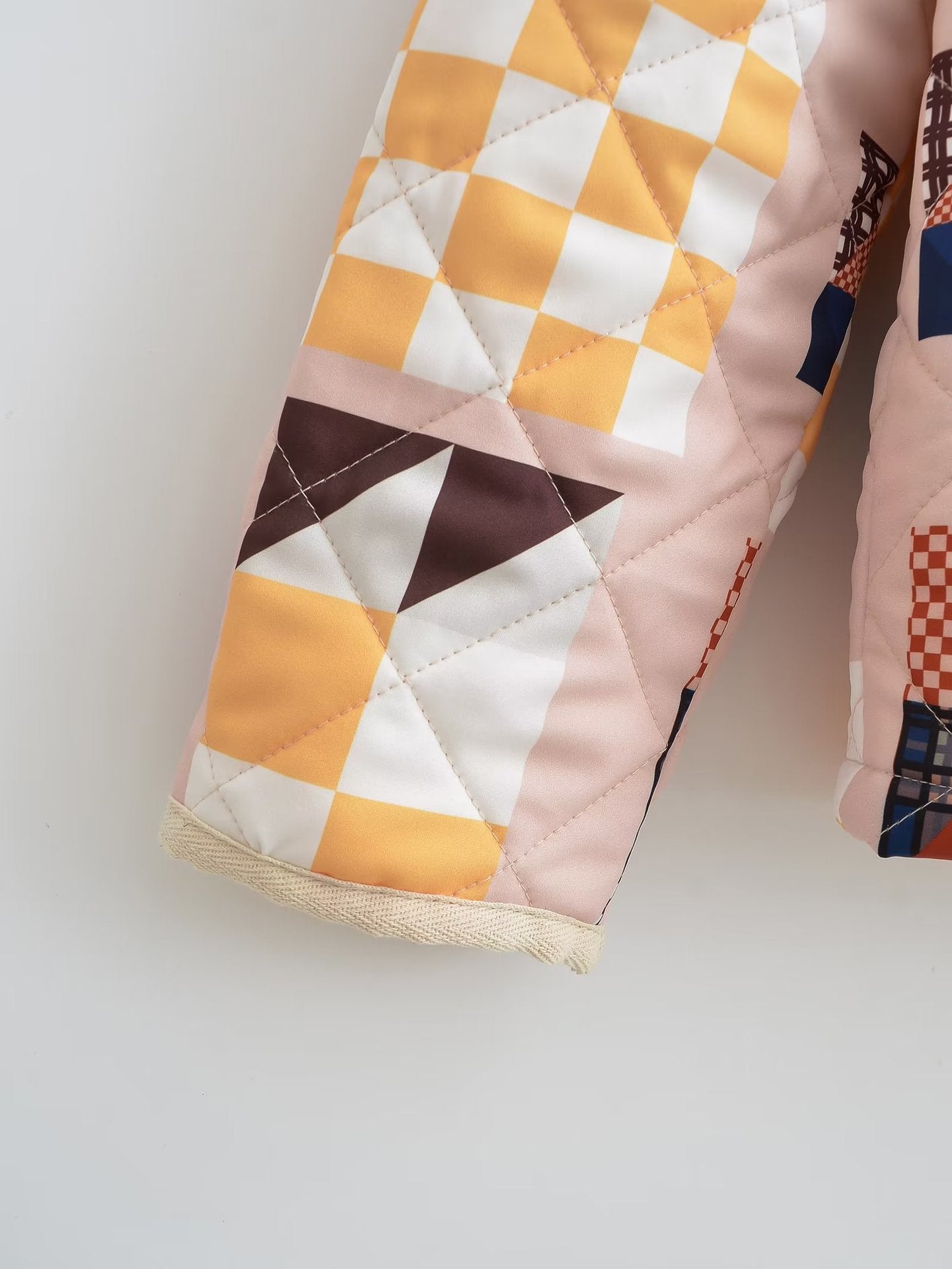 Diamond Lattice Pattern Print // Cotton-padded Jacket