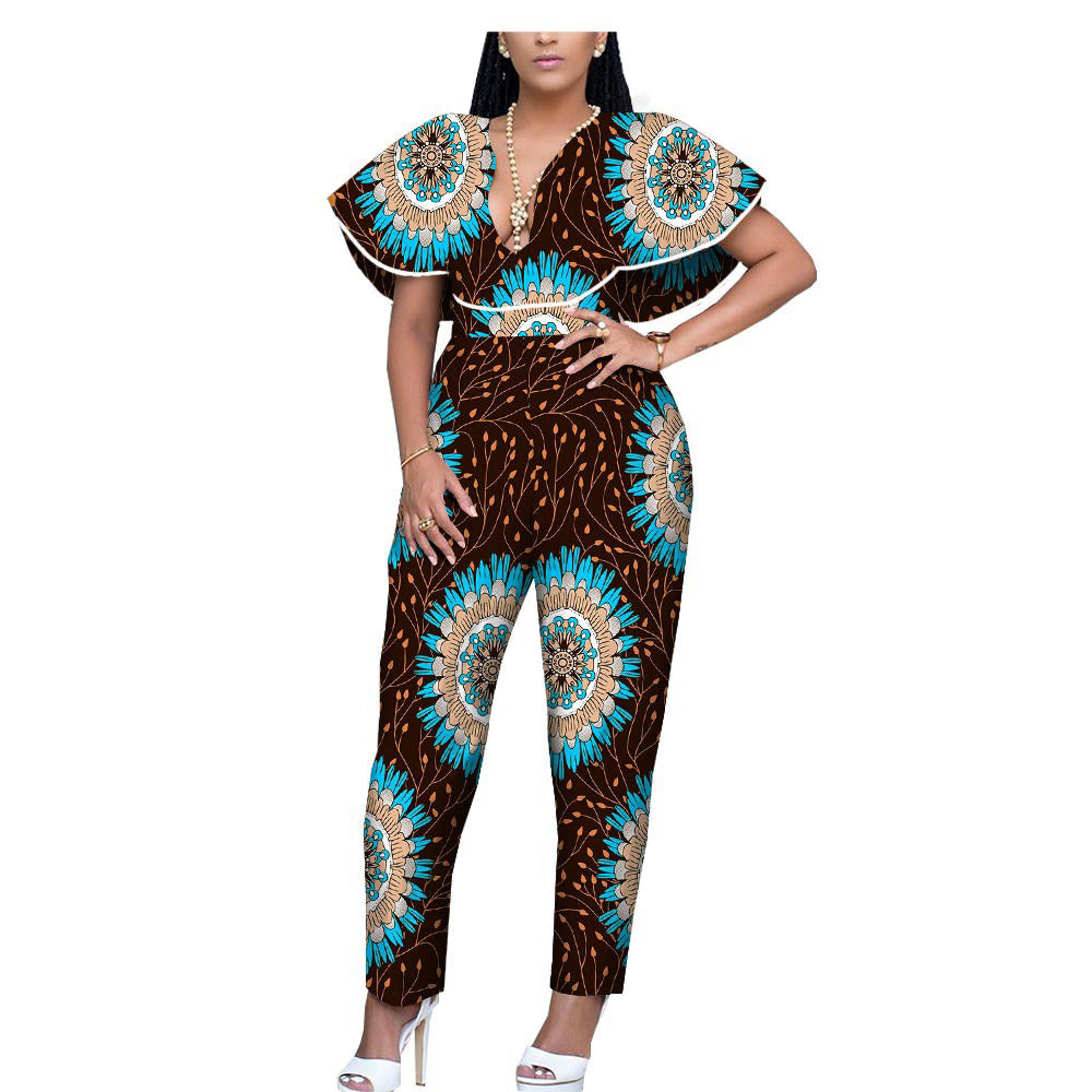 African Print Batik Cotton Jumpsuit
